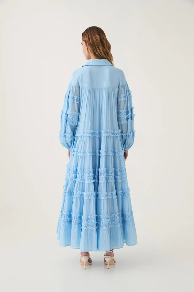 Pastiche Tiered Maxi Dress Powder Blue Women Aje Maxi Dresses