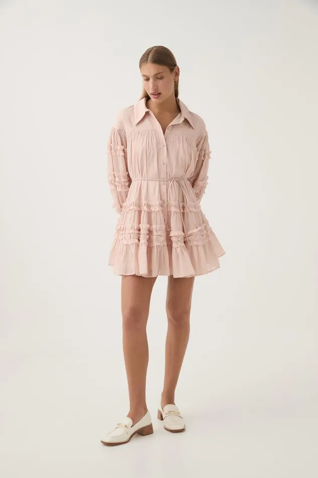 Pastiche Tiered Mini Dress Blush Pink Women Aje Pink Dresses