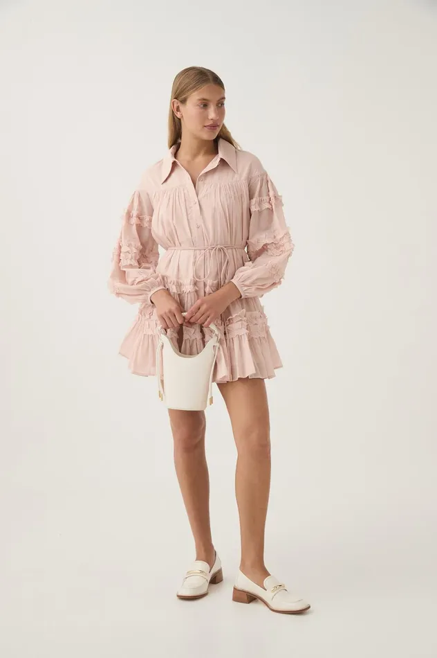 Pastiche Tiered Mini Dress Blush Pink Women Aje Pink Dresses