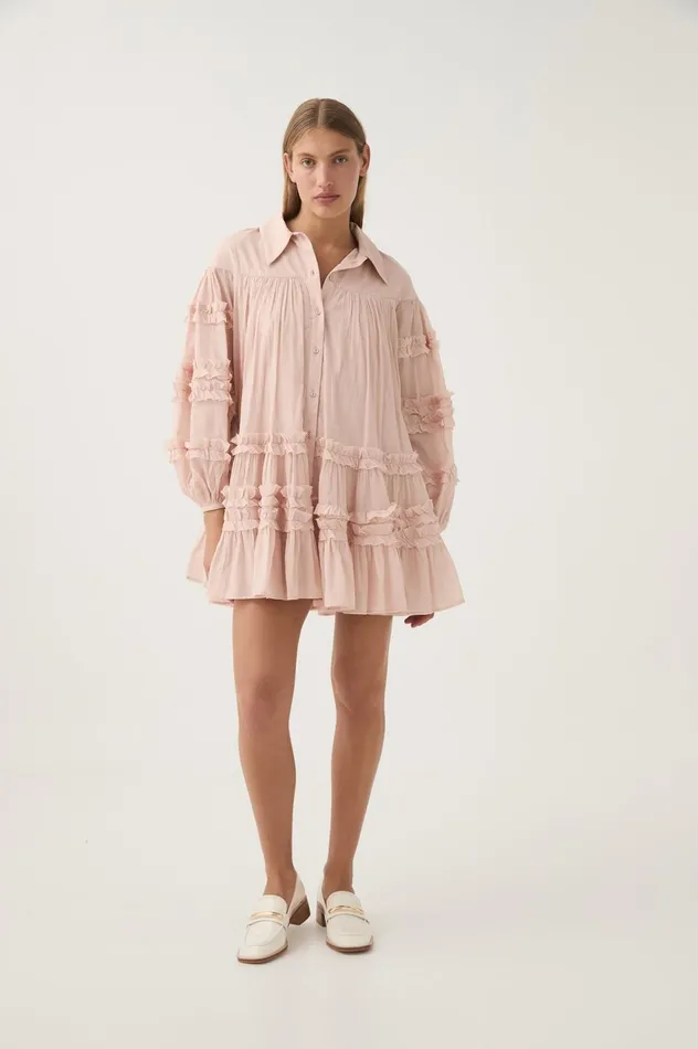 Pastiche Tiered Mini Dress Blush Pink Women Aje Pink Dresses