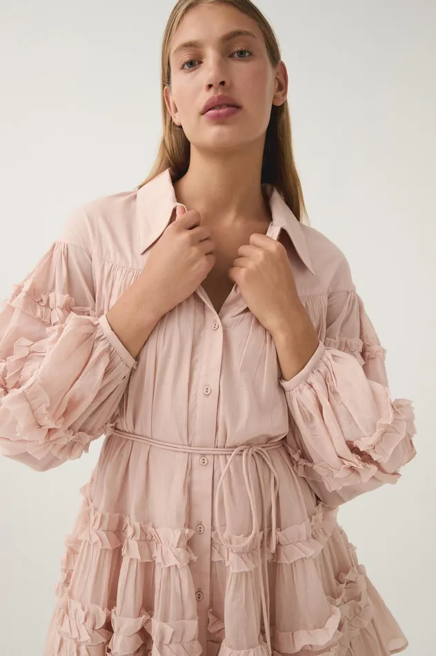 Pastiche Tiered Mini Dress Blush Pink Women Aje Pink Dresses