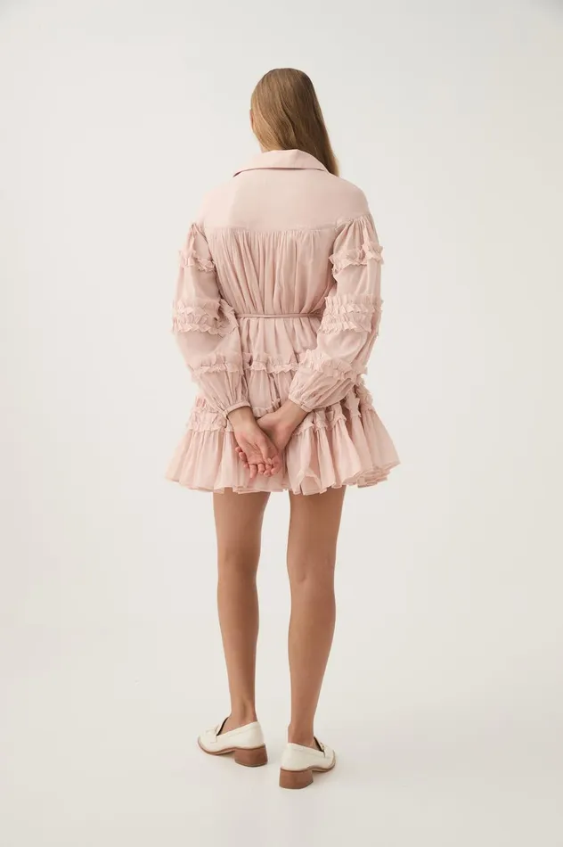 Pastiche Tiered Mini Dress Blush Pink Women Aje Pink Dresses
