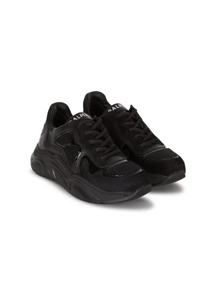 Patent Leather And Suede Trainers Black Kids Balmain