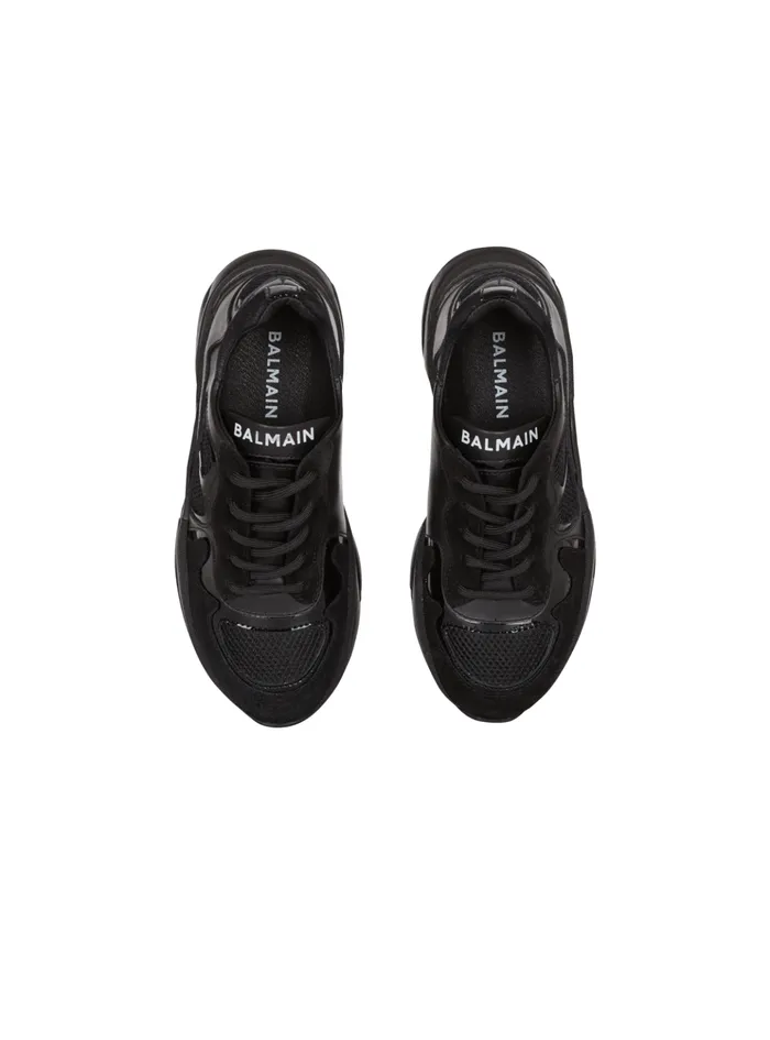 Patent Leather And Suede Trainers Black Kids Balmain