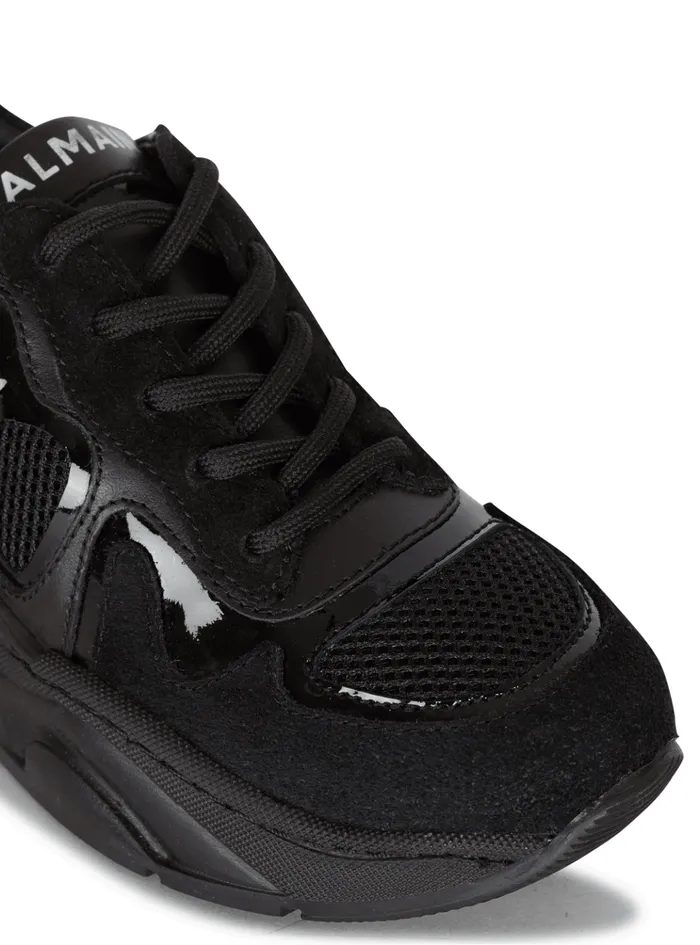 Patent Leather And Suede Trainers Black Kids Balmain