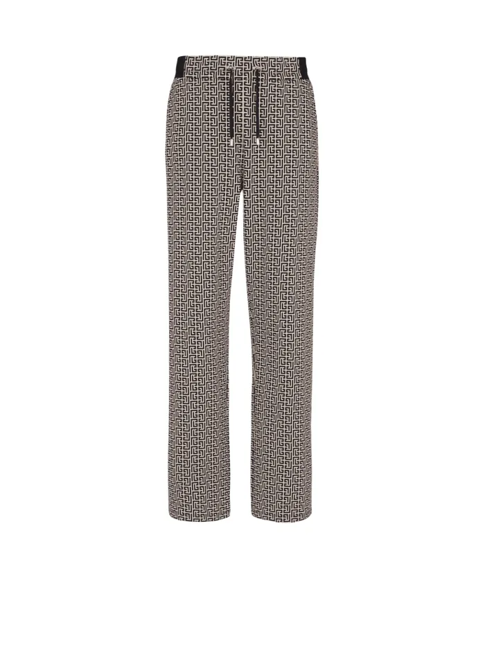 PB Labyrinth Jacquard Joggers Black Men Balmain Trousers And Shorts