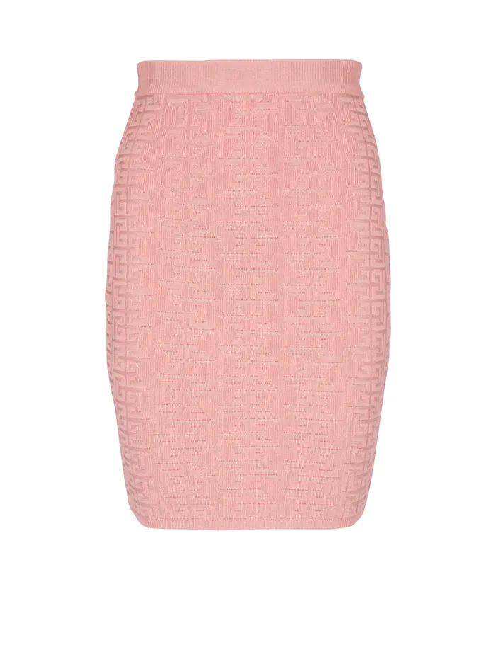 PB Labyrinth Knit Skirt Pink Women Balmain Skirts