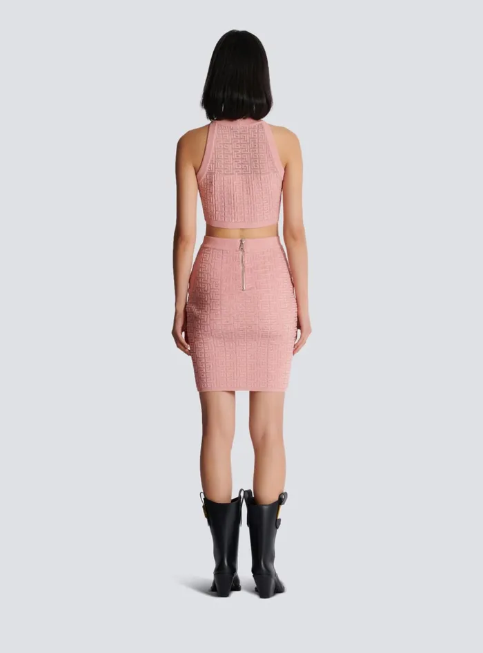PB Labyrinth Knit Skirt Pink Women Balmain Skirts