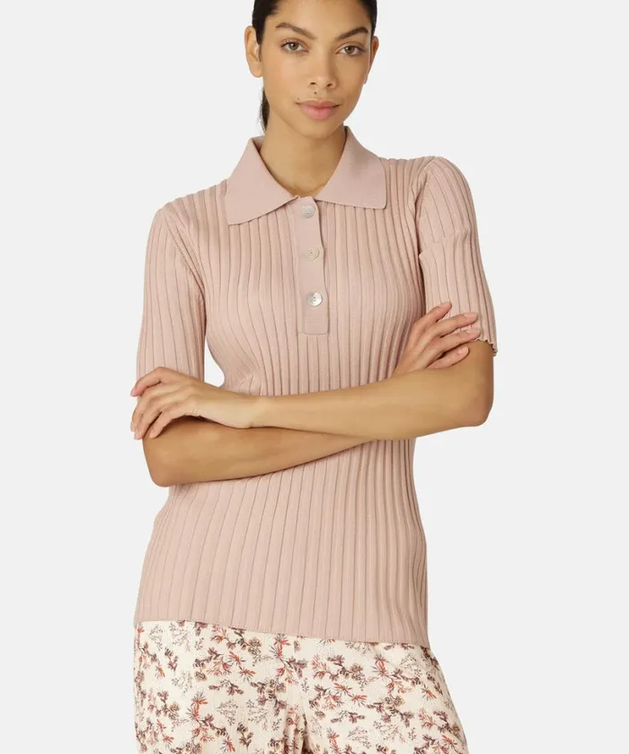 Polo 8211 Misty Rose Clothing Ilse Jacobsen Knitwear Polo 8211 Misty Rose Clothing Ilse Jacobsen Knitwear