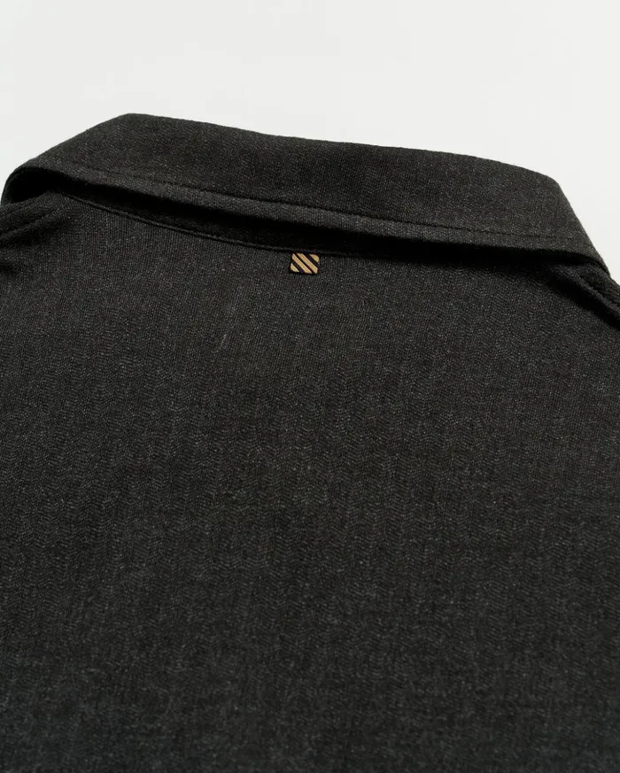 Polos Tees and Henleys Men Billy Reid Ls Herringbone Polo Jet Black