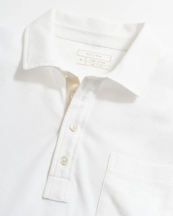Polos Tees and Henleys Men Billy Reid Pique Pensacola Polo White