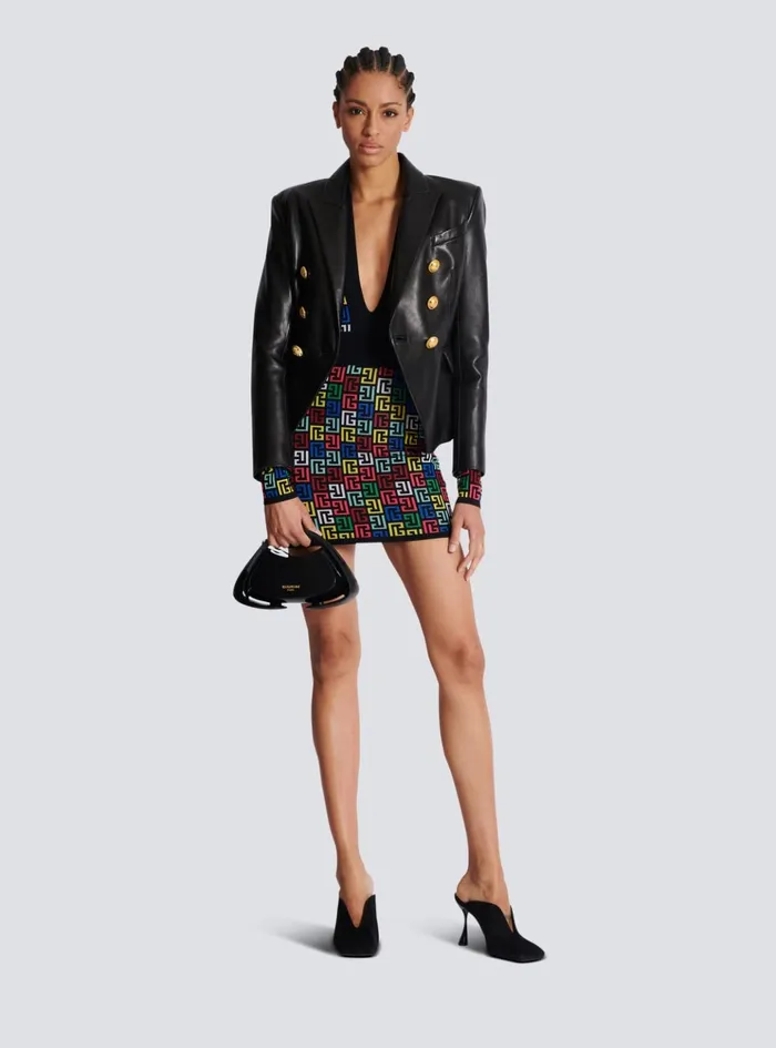 Pop Monogram Knit Dress Multicolor Women Balmain Dresses