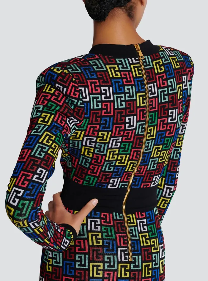 Pop Monogram Knit Dress Multicolor Women Balmain Dresses