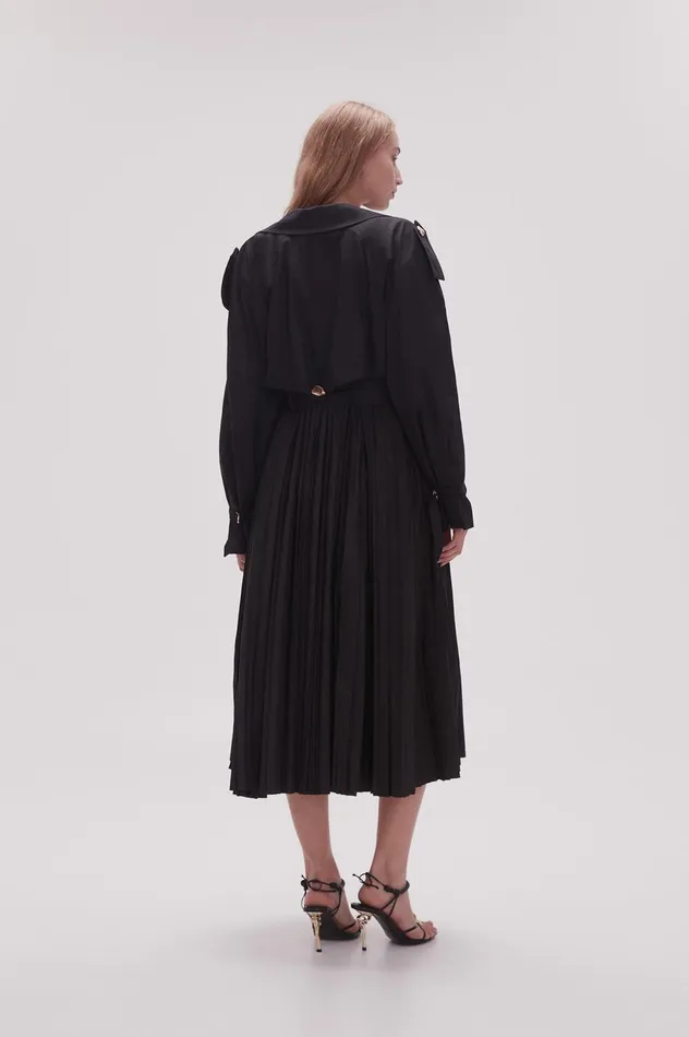 Prima Pleat Trench Coat Black Women Aje Blazers Jackets 038 Coats