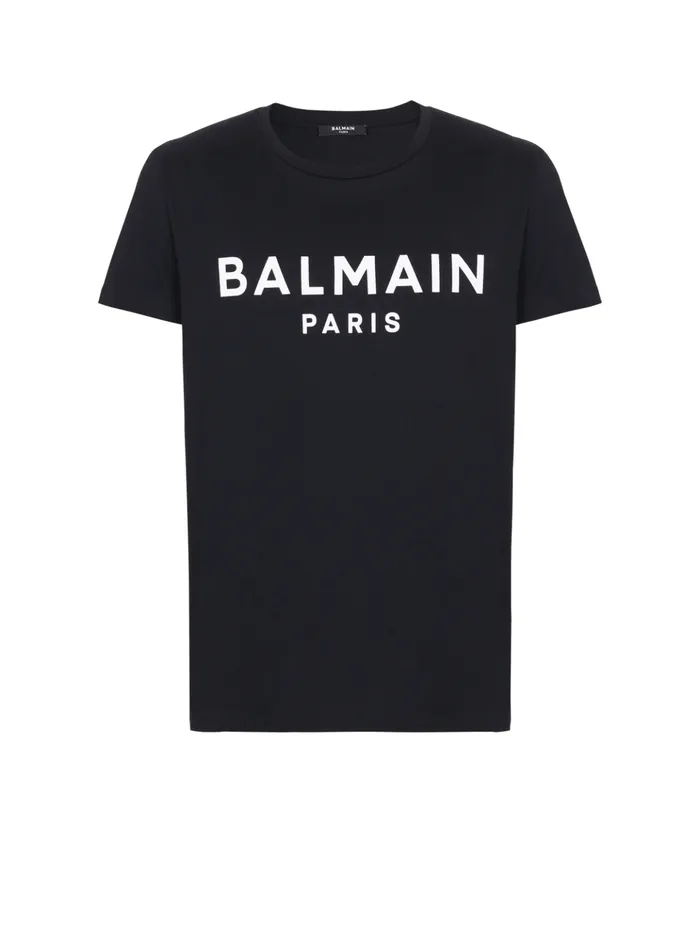 Printed Paris Shortsleeved Tshirt Black Men Balmain TShirts