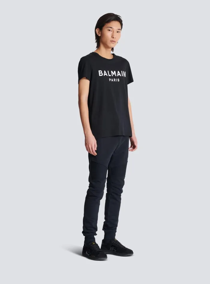Printed Paris Shortsleeved Tshirt Black Men Balmain TShirts