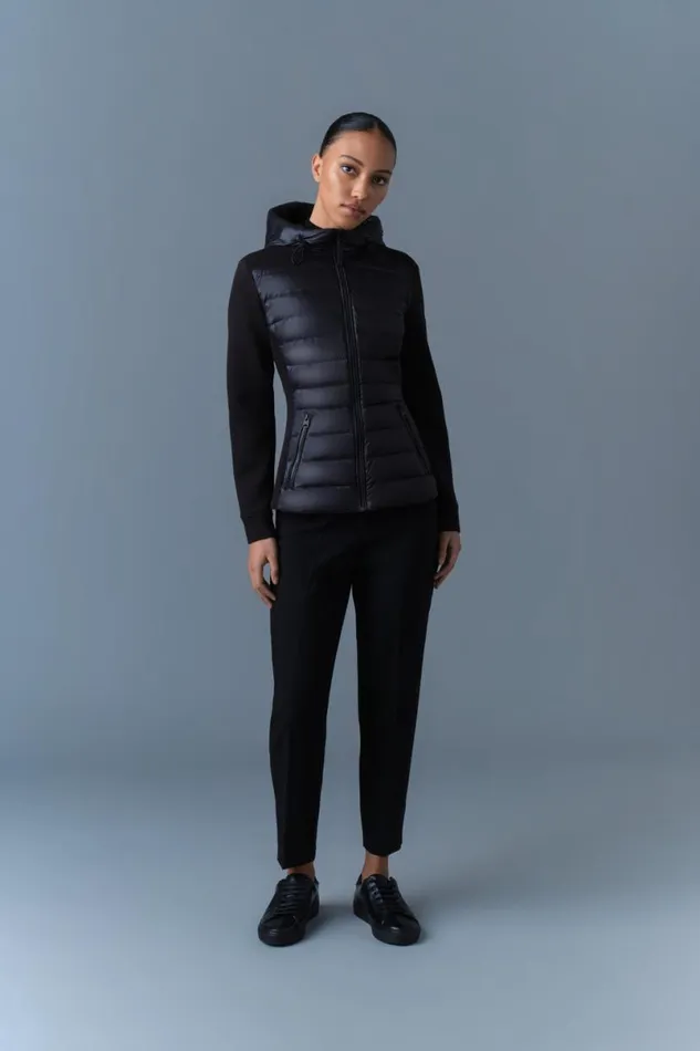 Puffers Women Mackage DELLAR Hybrid Jacket With Hood Black Puffers Women Mackage DELLAR Hybrid Jacket With Hood Black