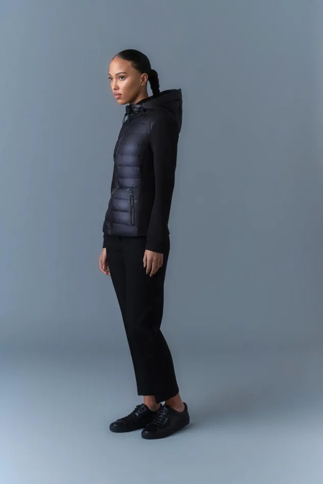 Puffers Women Mackage DELLAR Hybrid Jacket With Hood Black Puffers Women Mackage DELLAR Hybrid Jacket With Hood Black