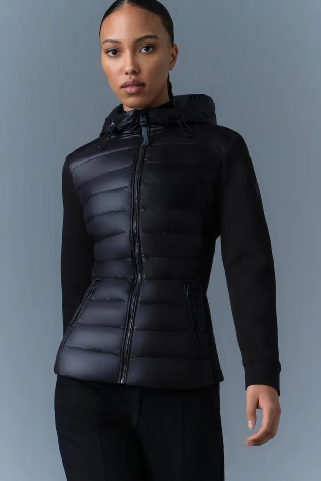 Puffers Women Mackage DELLAR Hybrid Jacket With Hood Black Puffers Women Mackage DELLAR Hybrid Jacket With Hood Black