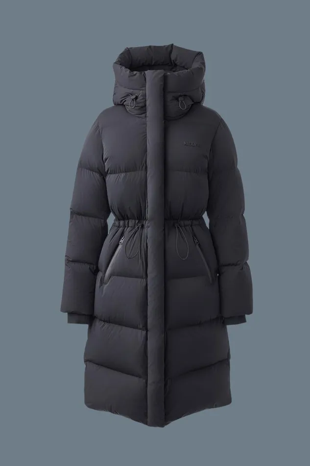 Puffers Women Mackage ISHANICITY Long Down Quilted Coat With Hood Black