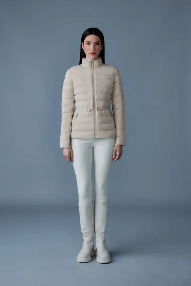 Puffers Women Mackage JACEYCITY Light Down Jacket With Stand Collar Cream Puffers Women Mackage JACEYCITY Light Down Jacket With Stand Collar Cream