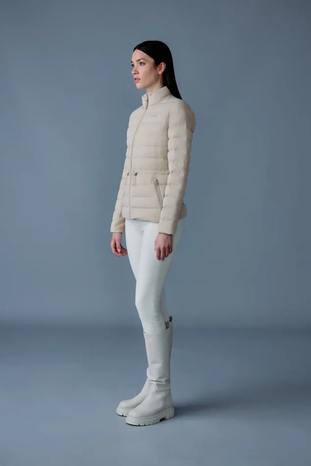 Puffers Women Mackage JACEYCITY Light Down Jacket With Stand Collar Cream Puffers Women Mackage JACEYCITY Light Down Jacket With Stand Collar Cream