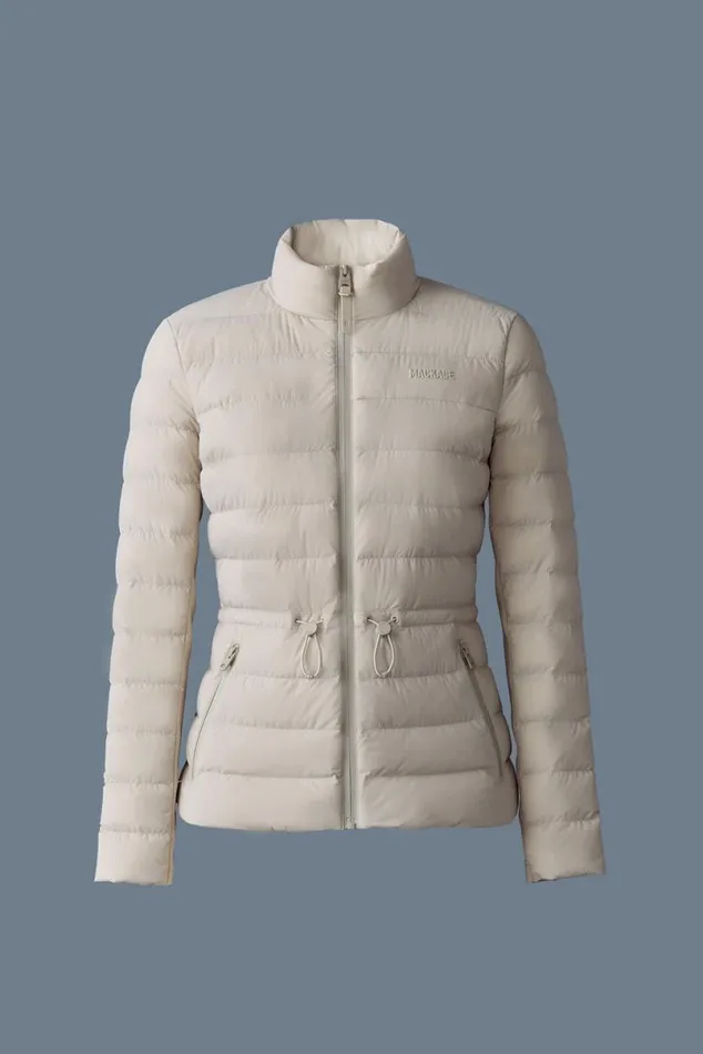 Puffers Women Mackage JACEYCITY Light Down Jacket With Stand Collar Cream Puffers Women Mackage JACEYCITY Light Down Jacket With Stand Collar Cream