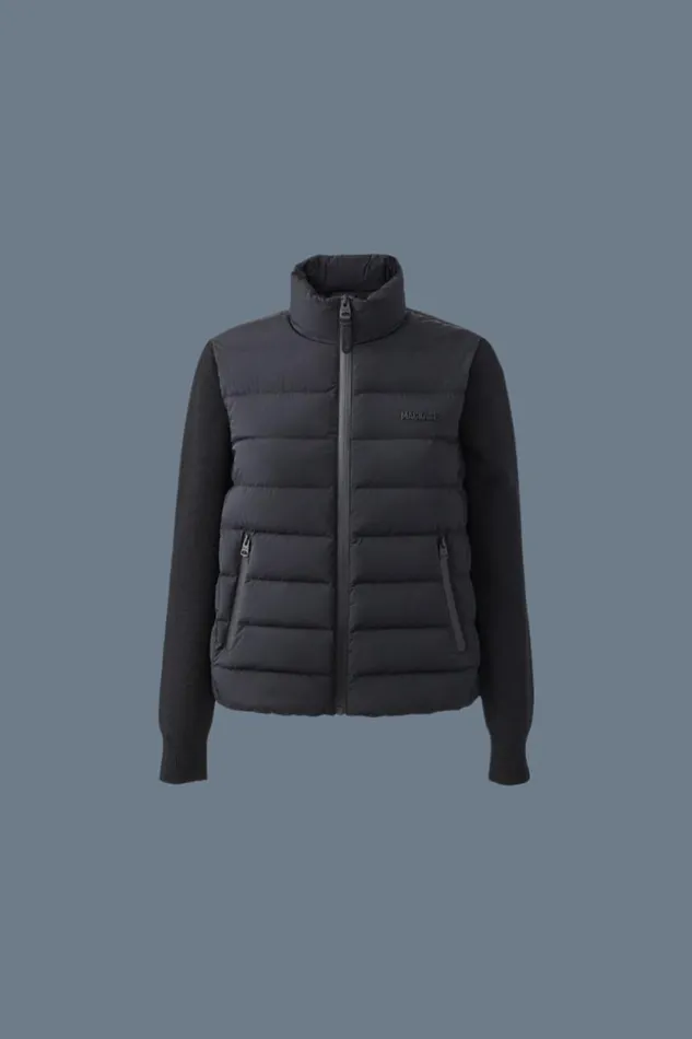 Puffers Women Mackage OCEANECITY Light Down Mixedmedia Jacket Navy