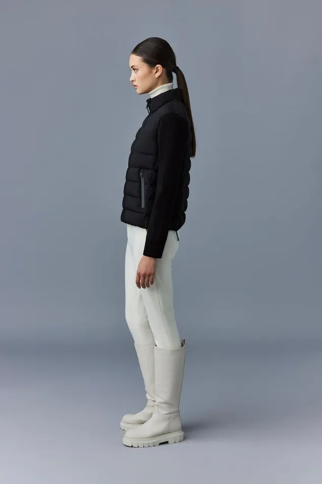 Puffers Women Mackage OCEANECITY Light Down Mixedmedia Jacket Navy Puffers Women Mackage OCEANECITY Light Down Mixedmedia Jacket Navy