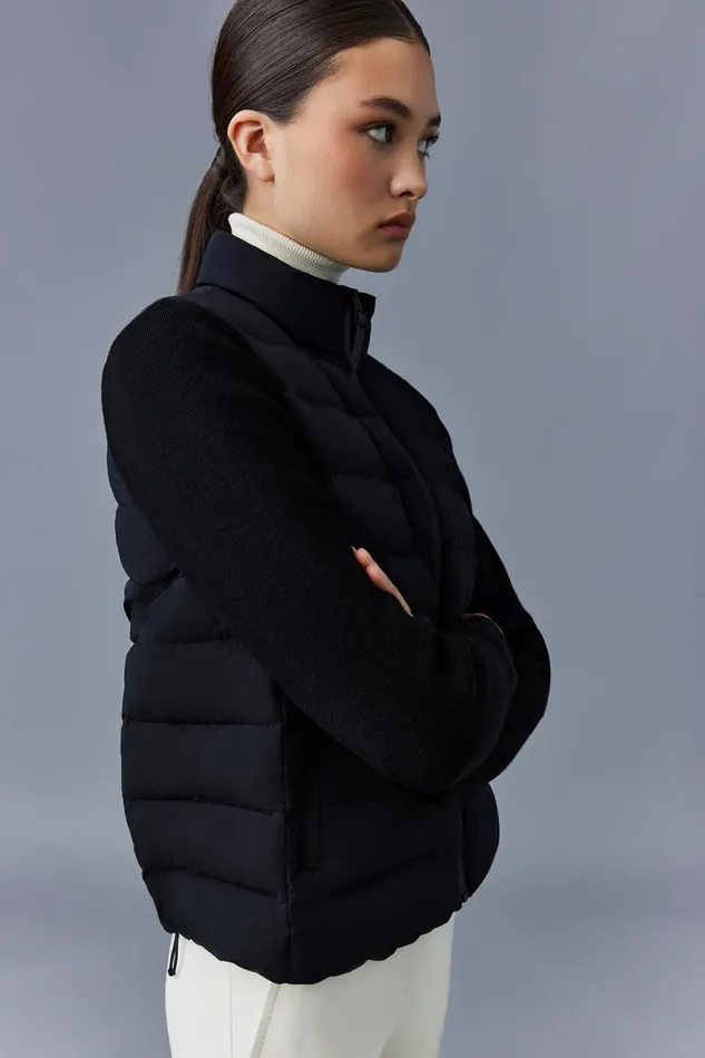 Puffers Women Mackage OCEANECITY Light Down Mixedmedia Jacket Navy Puffers Women Mackage OCEANECITY Light Down Mixedmedia Jacket Navy