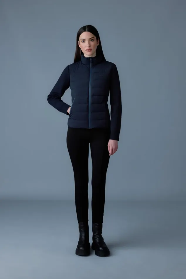 Puffers Women Mackage OCEANECITY Light Down Mixedmedia Jacket Navy Puffers Women Mackage OCEANECITY Light Down Mixedmedia Jacket Navy