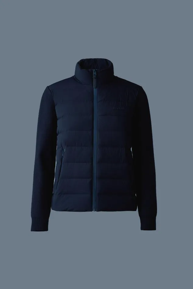 Puffers Women Mackage OCEANECITY Light Down Mixedmedia Jacket Navy Puffers Women Mackage OCEANECITY Light Down Mixedmedia Jacket Navy