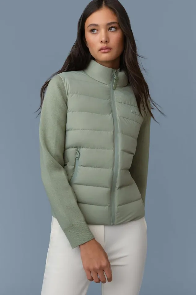 Puffers Women Mackage OCEANECITY Light Down Mixedmedia Jacket Navy Puffers Women Mackage OCEANECITY Light Down Mixedmedia Jacket Navy