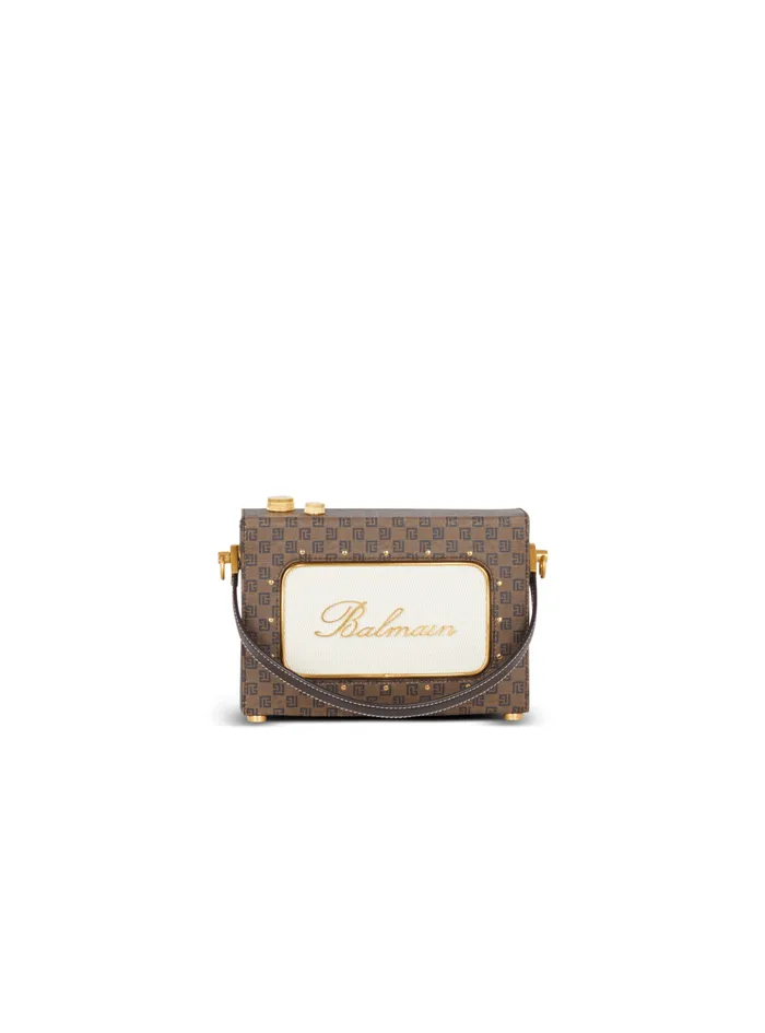Radio Monogram Signature Bag Brown Women Balmain Handbags