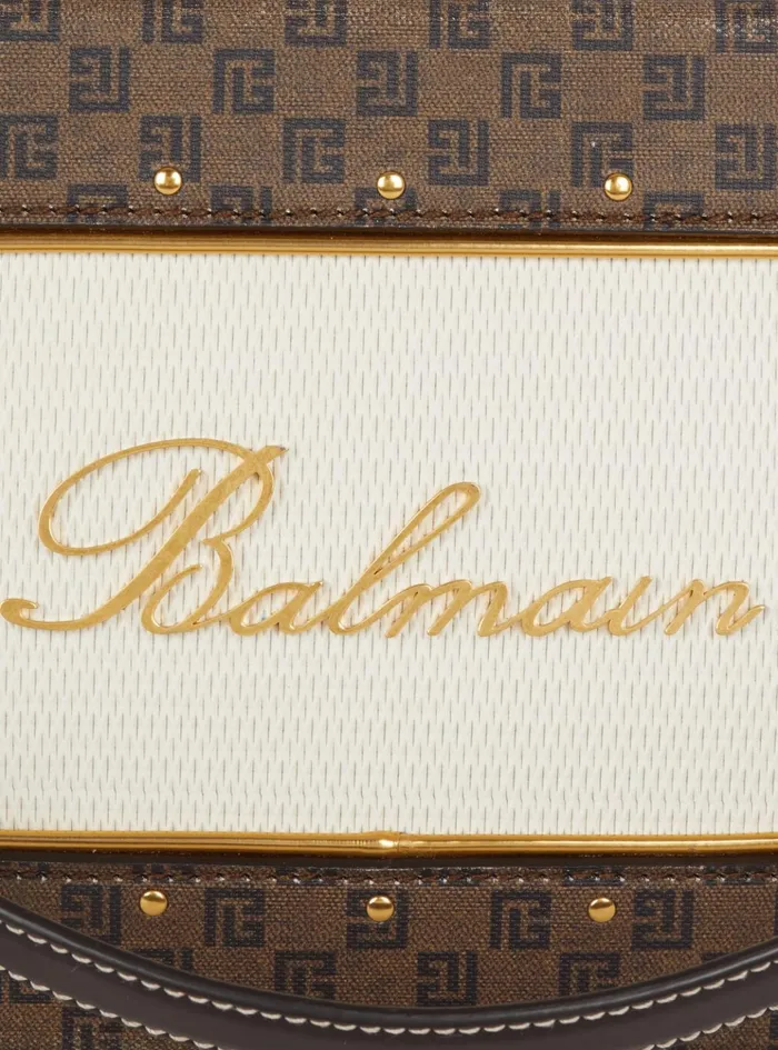 Radio Monogram Signature Bag Brown Women Balmain Handbags