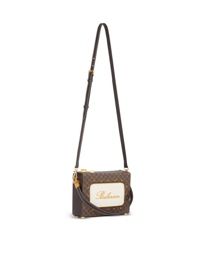 Radio Monogram Signature Bag Brown Women Balmain Handbags