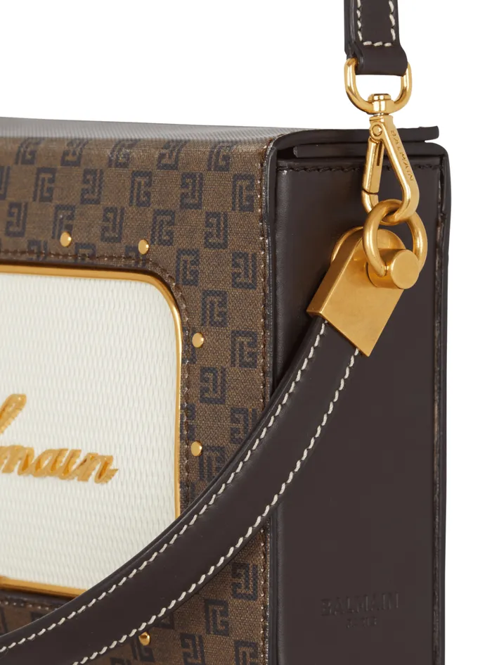 Radio Monogram Signature Bag Brown Women Balmain Handbags