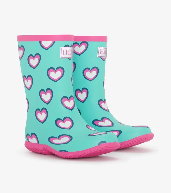 Rainwear Girls Hatley Girls Hearts Packable Rain Boots