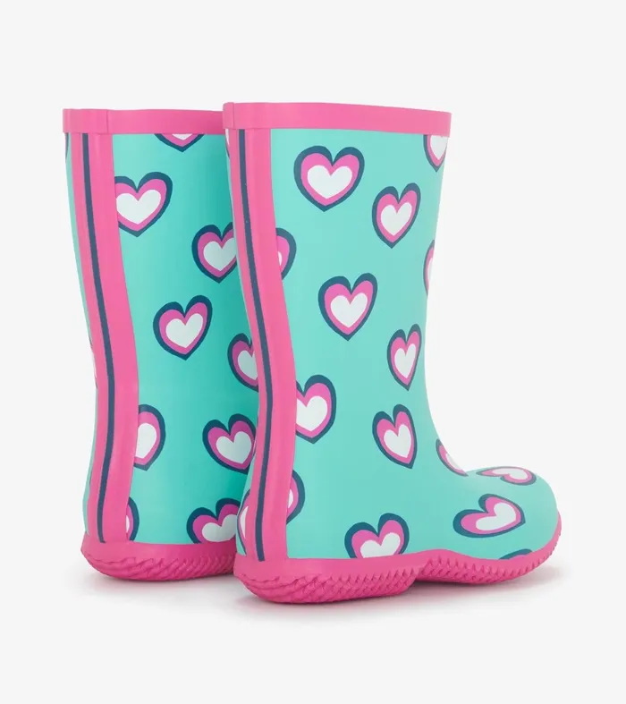 Rainwear Girls Hatley Girls Hearts Packable Rain Boots