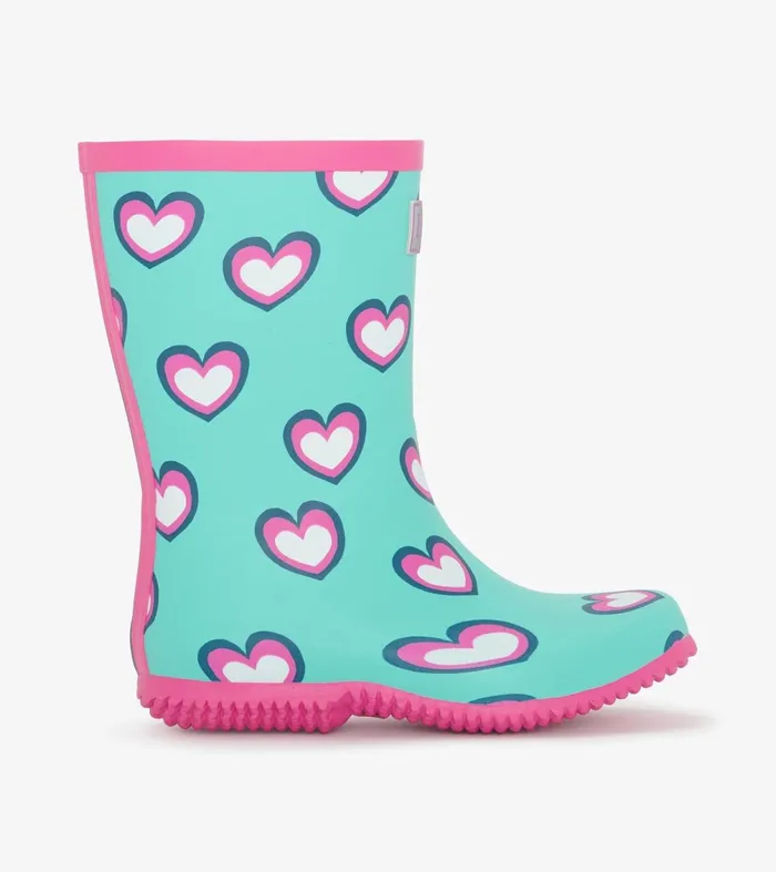Rainwear Girls Hatley Girls Hearts Packable Rain Boots