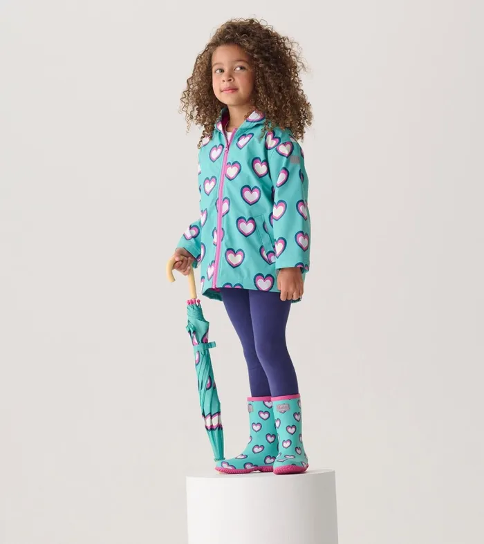 Rainwear Girls Hatley Girls Hearts Packable Rain Boots