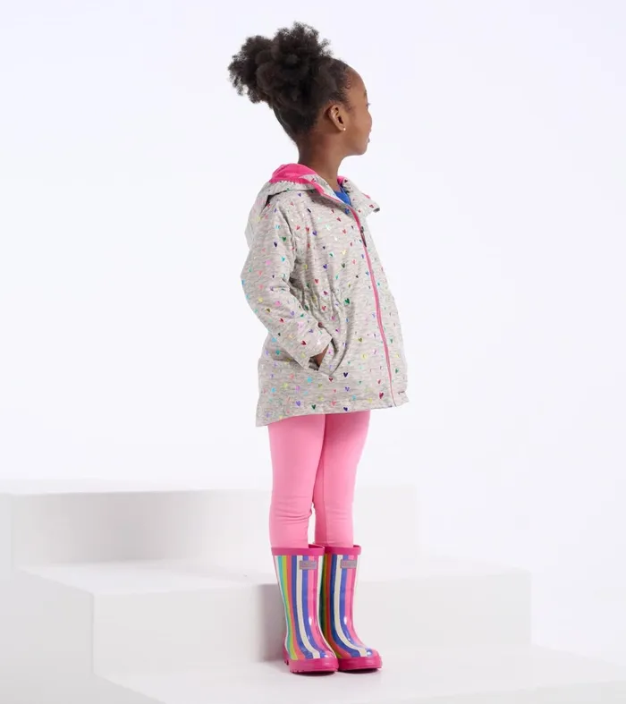 Rainwear Girls Hatley Rainbow Stripes Shiny Rain Boots