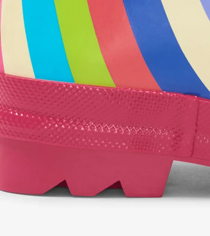 Rainwear Girls Hatley Rainbow Stripes Shiny Rain Boots