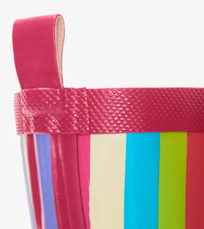 Rainwear Girls Hatley Rainbow Stripes Shiny Rain Boots