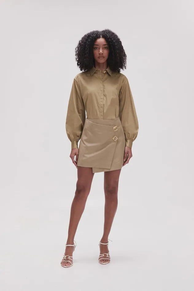 Realm Wrap Front Mini Skirt Desert Khaki Women Aje Skirts