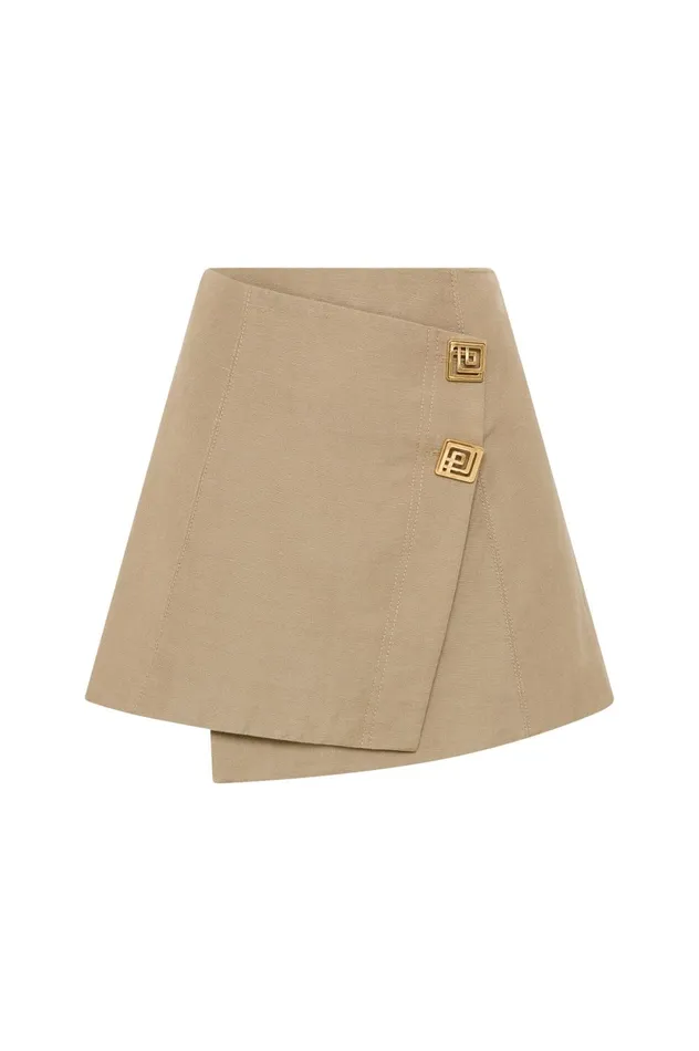 Realm Wrap Front Mini Skirt Desert Khaki Women Aje Skirts