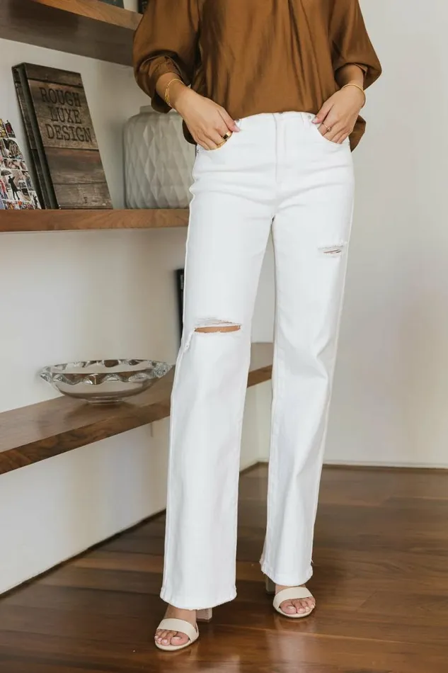 Renata Straight Leg Jeans White Women Bohme Denim