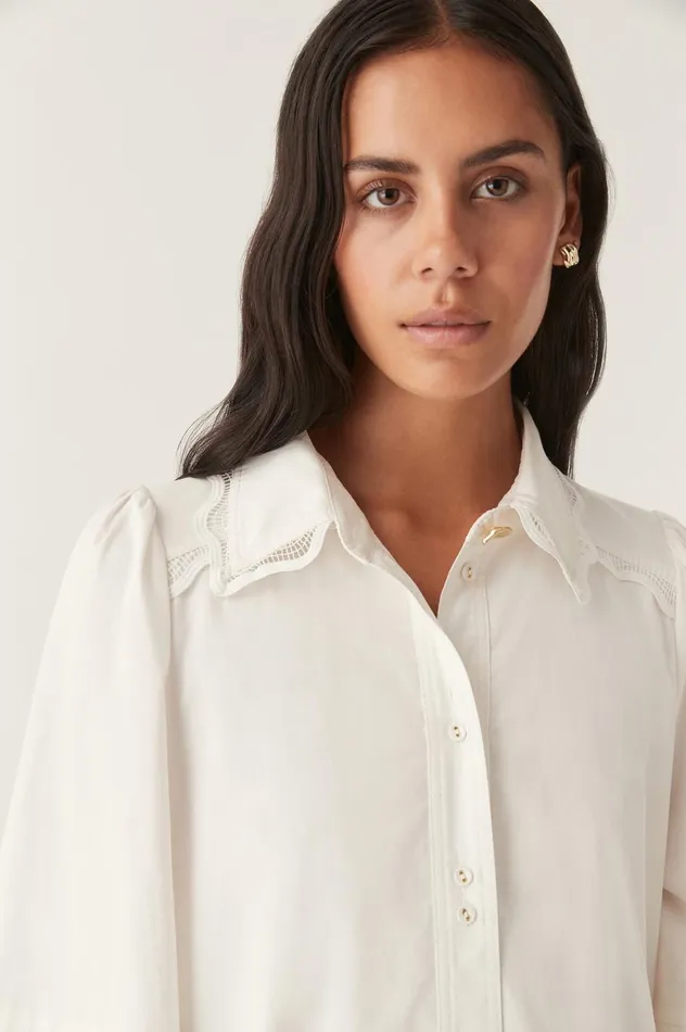 Reva Wave Trim Mini Dress Ivory Women Aje White Dresses
