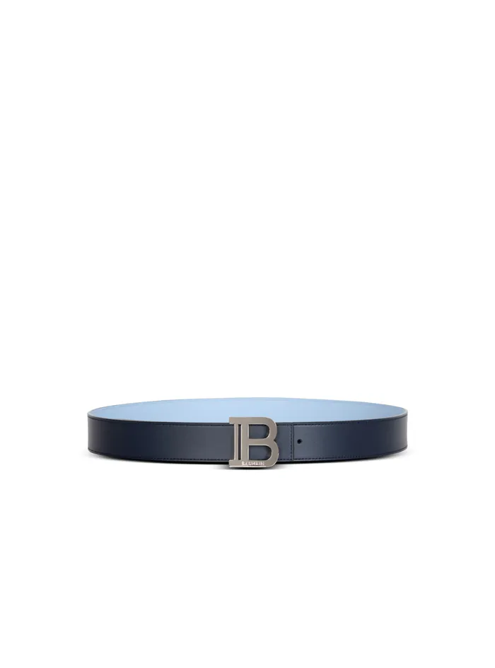 Reversible Calfskin BBelt Blue Men Balmain Belts