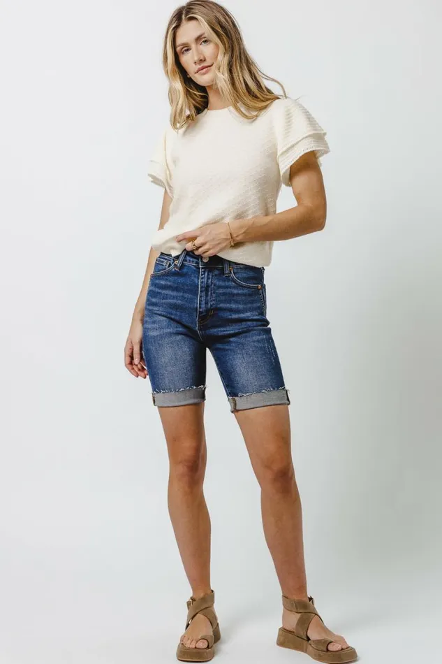 Rowen Mid Thigh Shorts Dark Wash Women Bohme Pants